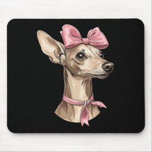 Coquette Bow Italian Greyhound Dog Mum Pink Ribbon Mouse Mat