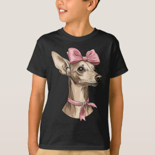 Coquette Bow Italian Greyhound Dog Mum Pink Ribbon T-Shirt