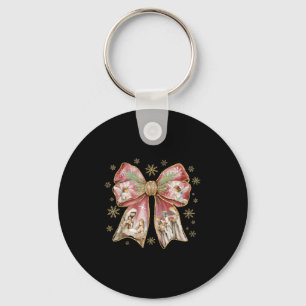 Coquette Bow Jesus Christian Merry Christmas Pajam Key Ring