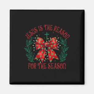 Coquette Bow Jesus Is The Reason For The Season Ch Magnet