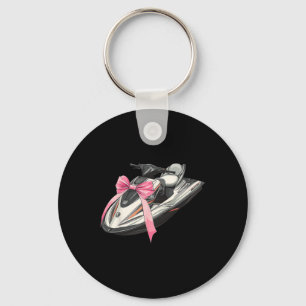 Coquette Bow Jet Ski Jet Skiing Girl Mom Pink Moth Key Ring