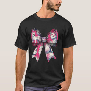 Coquette Bow Kitsune Fox Mask Pattern Pink Ribbon T-Shirt