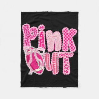 Coquette Bow Lace Football Pink Out Breast Cancer Fleece Blanket