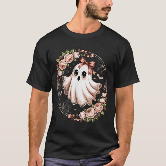 Coquette Bow Lace Ghost Floral Ghost Boo In Boojee T-Shirt (Front)