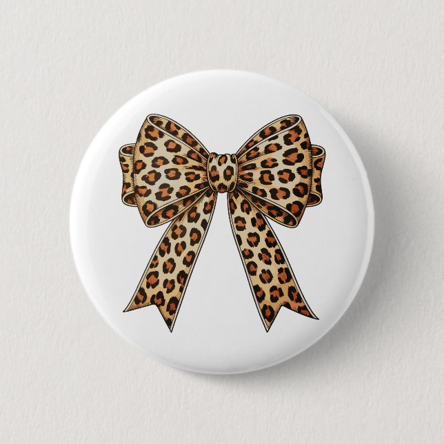 Coquette Bow Leopard Cheetah Sublimation 6 Cm Round Badge (Front)