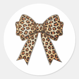Coquette Bow Leopard Cheetah Sublimation Classic Round Sticker