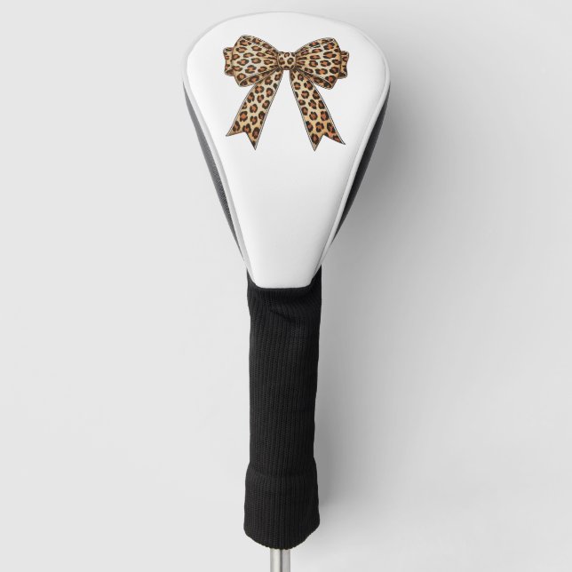 Coquette Bow Leopard Cheetah Sublimation Golf Head Cover (Front)