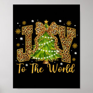 Coquette Bow Leopard Christmas Joy To The World Xm Poster