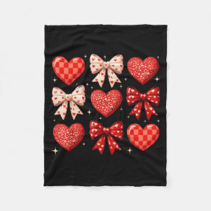 Coquette Bow Leopard Hearts Valentine Women Girl G Fleece Blanket