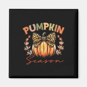 Coquette Bow Leopard Pumpkin Season Thanksgiving A Magnet