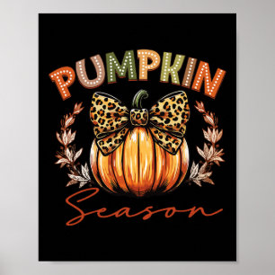 Coquette Bow Leopard Pumpkin Season Thanksgiving A Poster