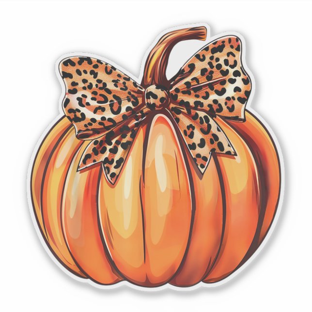 Coquette Bow Leopard Pumpkin Thanksgiving Rustic (Front)