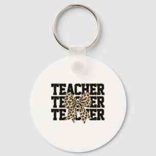 Coquette Bow Leopard Teacher Happy First Day Back Key Ring