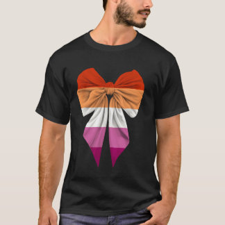Coquette Bow Lesbian Flag Pride Ribbon Girl T-Shirt