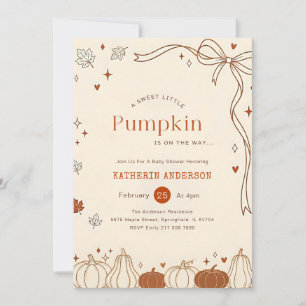 Coquette Bow Little Pumpkin on the Way Baby Shower Invitation