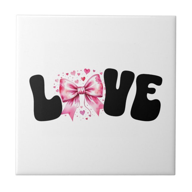 Coquette Bow Love Word  Tile (Front)