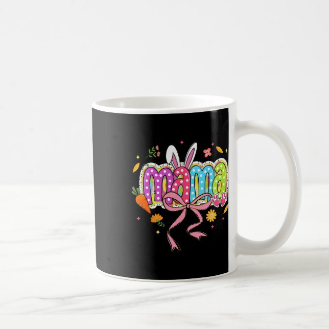 Coquette Bow Mama Bunny Easter Mum Boho Florals Fa Coffee Mug (Right)