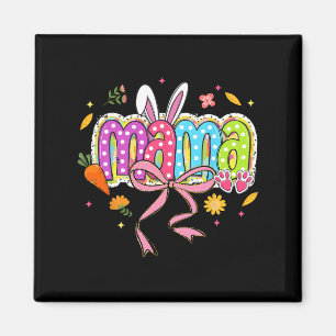 Coquette Bow Mama Bunny Easter Mum Boho Florals Fa Magnet