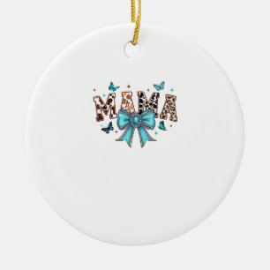 Coquette Bow Mama Cowhide Turquoise Cowgirl Wester Ceramic Tree Decoration