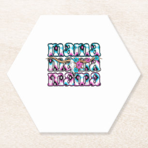 Coquette Bow Mama Cowhide Turquoise Cowgirl Wester Paper Coaster