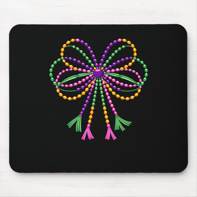 Coquette Bow Mardi Gras Festival Fleur De Lis Carn Mouse Mat (Front)