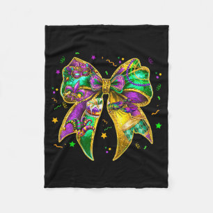 Coquette Bow Mardi Gras New Orleans Fleur De Lis F Fleece Blanket