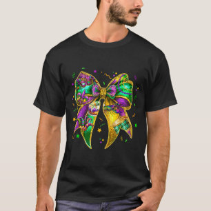 Coquette Bow Mardi Gras New Orleans Fleur De Lis F T-Shirt
