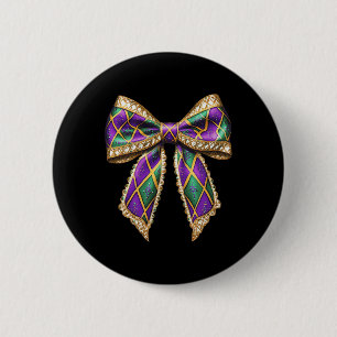 Coquette Bow Mardi Gras New Orleans Louisiana Usa 6 Cm Round Badge