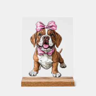 Coquette Bow Mastiff Dog Mum Girl Pink Acrylic Sign