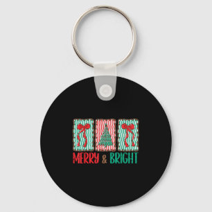 Coquette Bow Merry And Bright Christmas Tree Girl Key Ring