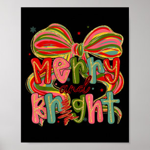 Coquette Bow Merry Bright Christmas Xmas Pajamas H Poster