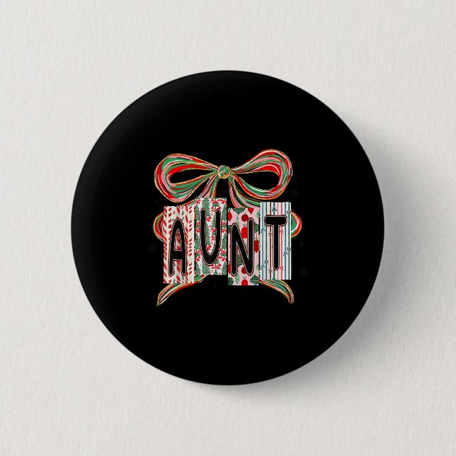 Coquette Bow Merry Christmas Aunt Grandma Xmas Paj 6 Cm Round Badge (Front)