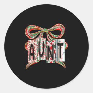 Coquette Bow Merry Christmas Aunt Grandma Xmas Paj Classic Round Sticker