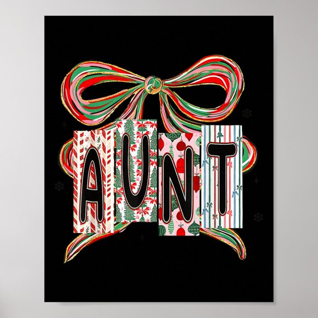 Coquette Bow Merry Christmas Aunt Grandma Xmas Paj Poster (Front)