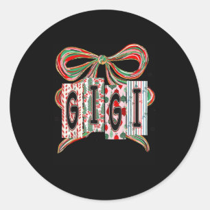Coquette Bow Merry Christmas Gigi Grandma Xmas Paj Classic Round Sticker