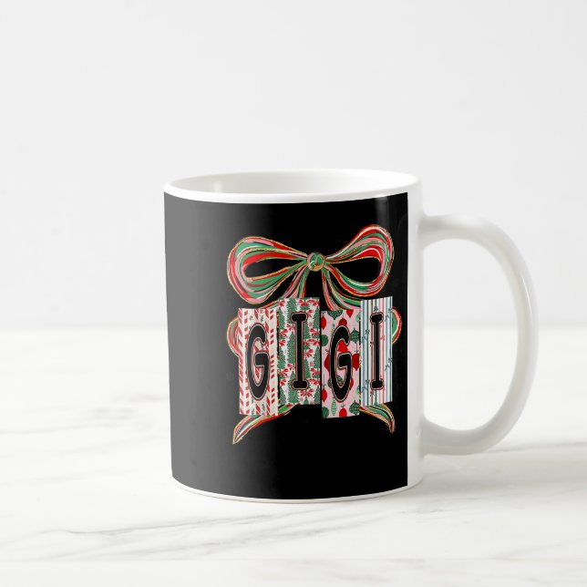 Coquette Bow Merry Christmas Gigi Grandma Xmas Paj Coffee Mug (Right)