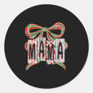 Coquette Bow Merry Christmas Mama Grandma Xmas Paj Classic Round Sticker