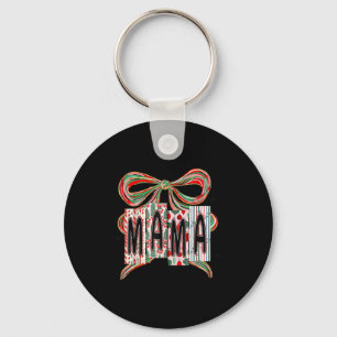 Coquette Bow Merry Christmas Mama Grandma Xmas Paj Key Ring