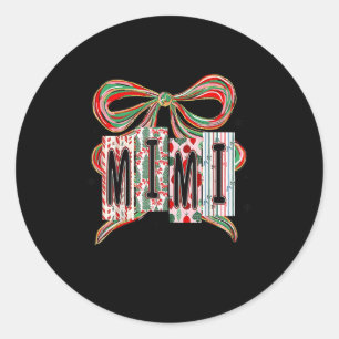 Coquette Bow Merry Christmas Mimi Grandma Xmas Paj Classic Round Sticker
