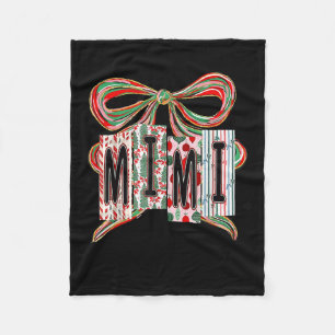 Coquette Bow Merry Christmas Mimi Grandma Xmas Paj Fleece Blanket