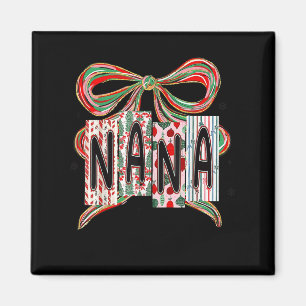Coquette Bow Merry Christmas Nana Grandma Xmas Paj Magnet