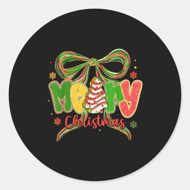 Coquette Bow Merry Christmas Xmas Family Pajamas H Classic Round Sticker (Front)