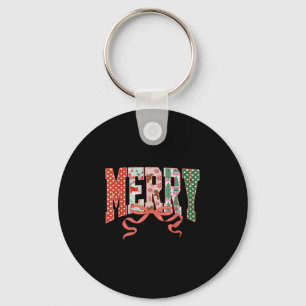 Coquette Bow Merry Christmas Xmas Family Pajamas H Key Ring