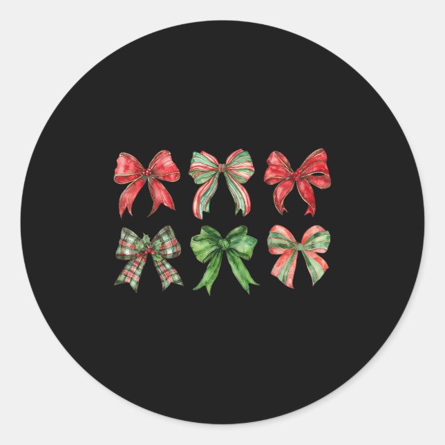 Coquette Bow Merry Christmas Xmas Family Pyjamas H Classic Round Sticker (Front)