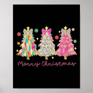 Coquette Bow Merry Christmas Xmas Tree Family Paja Poster