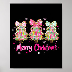 Coquette Bow Merry Christmas Xmas Tree Family Paja Poster