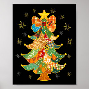 Coquette Bow Merry Christmas Xmas Tree Holiday Paj Poster
