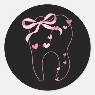 Coquette Bow Molar Dentist Dental Hygienist Valent Classic Round Sticker