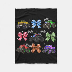 Coquette Bow Monster Truck Mothers Day Mum Girl Fleece Blanket