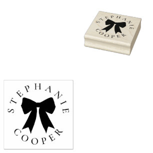 Coquette Bow Name Curved Writing Graduation  Rubber Stamp